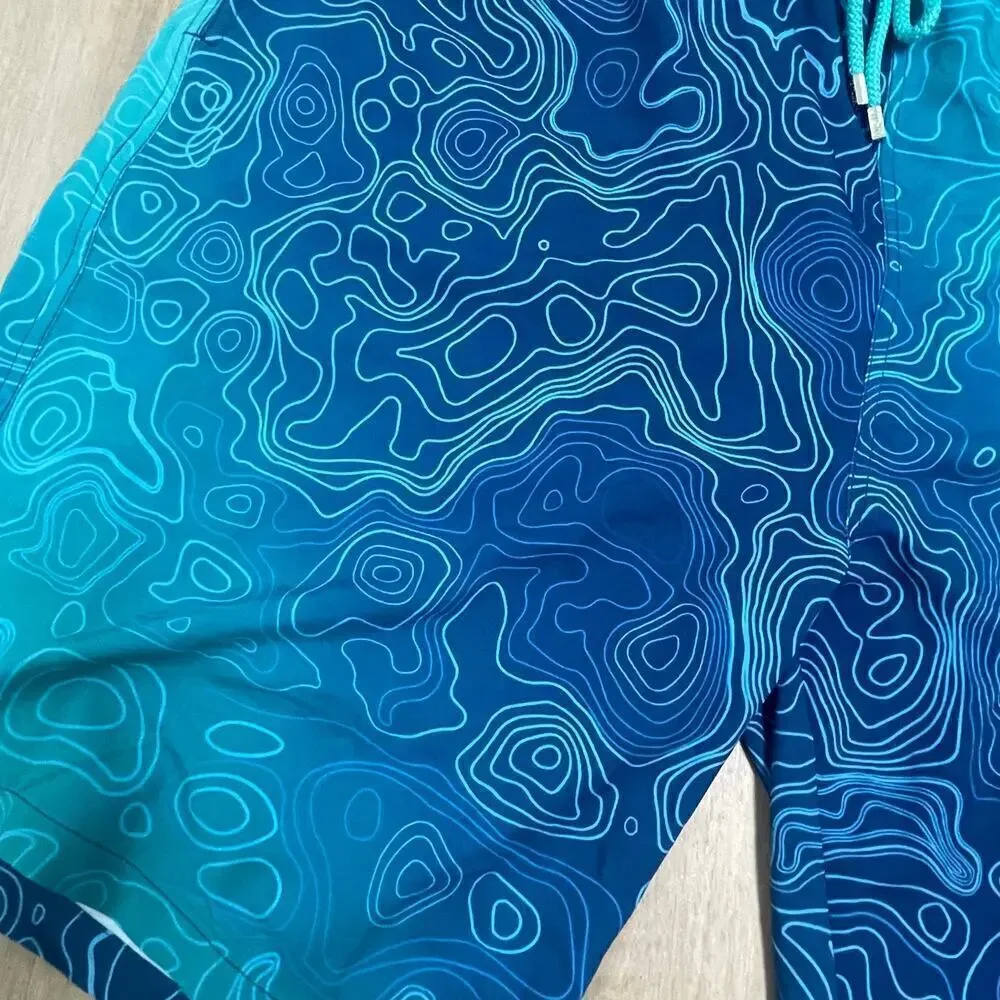Capelle Swim Trunks Shorts Men Size 3XL Blue Multi Pockets Inner Lining Pull On